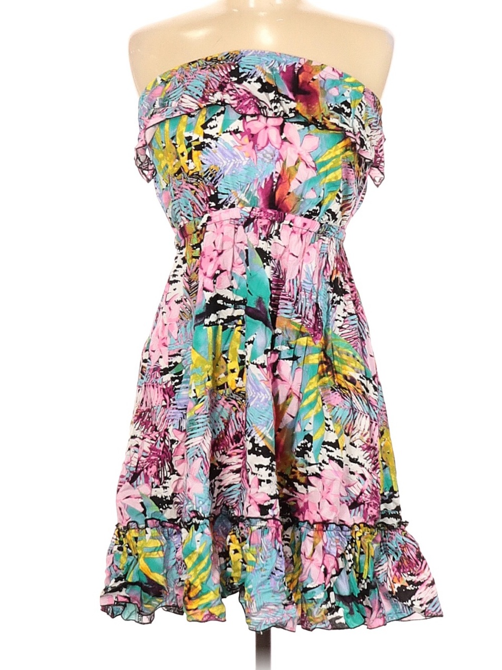 5th Culture Tropical Off Shoulder Ruffle Mini Dress Medium